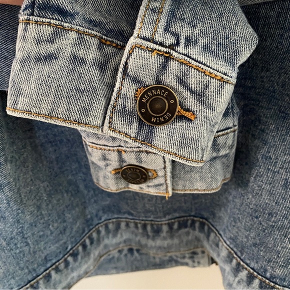 ASOS Mennace Denim Butterfly Embroidered Jacket Size Medium - Picture 5 of 11